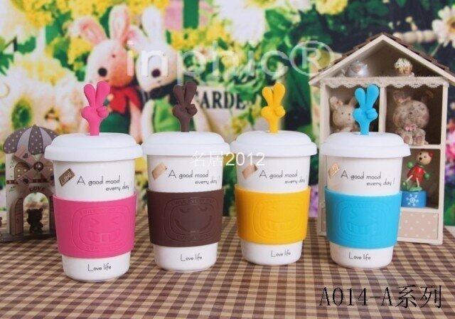 INPHIC-手勢杯套杯陶瓷創意杯矽膠套杯 附蓋骨瓷水杯