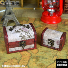 INPHIC-帶鎖仿古木盒子 中式復古手拎木盒 古典首飾收納盒 拍照道具盒子-大款不配鎖