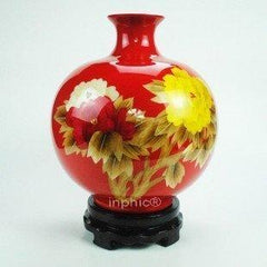 INPHIC-ZF-D108 景德鎮 陶瓷 紅色鑲金牡丹紅釉石榴瓶 工藝品擺飾