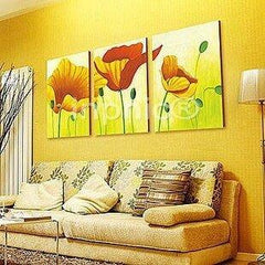 INPHIC-郁金香客廳無框畫三聯畫臥室裝飾畫三聯畫花卉油畫沙發背景牆畫