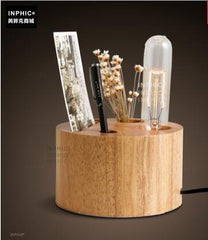 INPHIC-美式鄉村個性創意實木臥室筆筒檯燈復古原木床頭燈