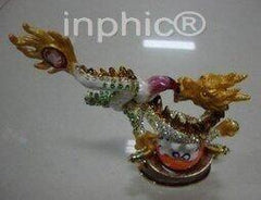 INPHIC-鋅合金鍍銀人工彩繪鑲鑽高檔擺設龍年進寶