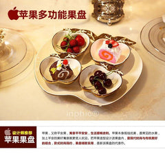 INPHIC-買1送4 蘋果水果盤子 陶瓷點心沙拉盤 零食盤果盆(一套)