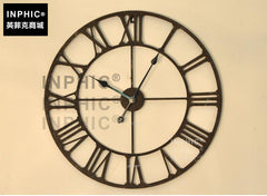 INPHIC-歐式復古懷舊創意時鐘錶 風格鐵藝做舊金屬簡約鏤空大掛鐘