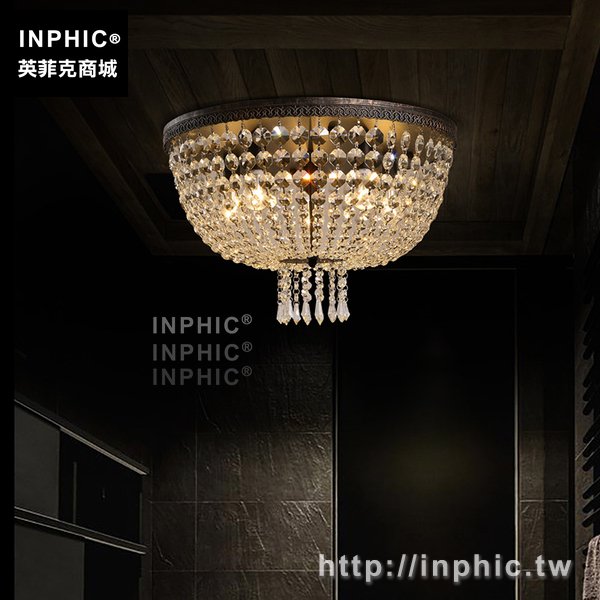 INPHIC-客廳房間鄉村玄關圓形燈飾 美式門廳陽臺飯店吸頂燈水晶
