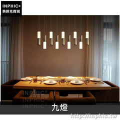 INPHIC-實木吊燈創意燈具簡約餐廳吧臺設計現代藝術-B款九燈淺色頂盤
