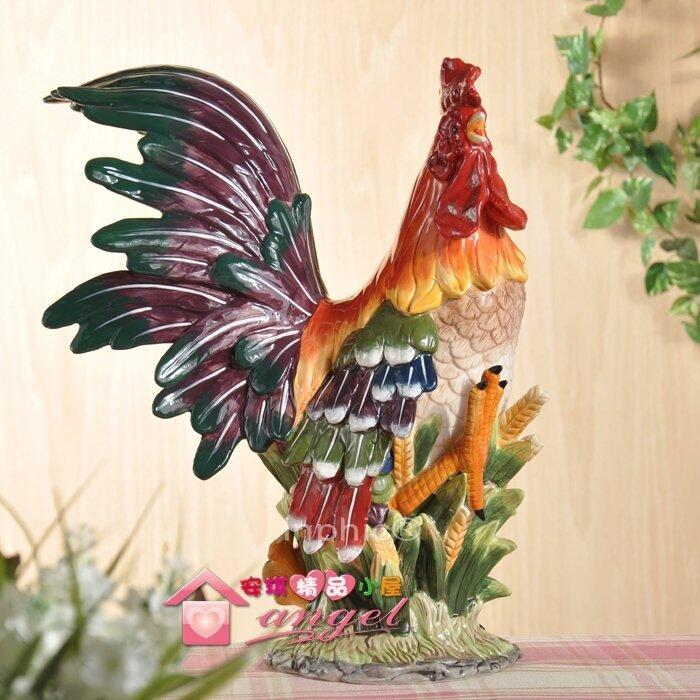 INPHIC-歐式鄉村鎮宅五穀豐登陶瓷大公雞家居飾品客廳擺設
