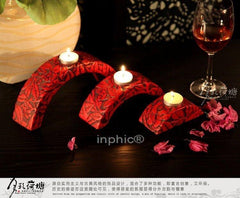 INPHIC-工藝品 復古燭臺 裝飾品 漆器燭臺(月半彎燭臺)
