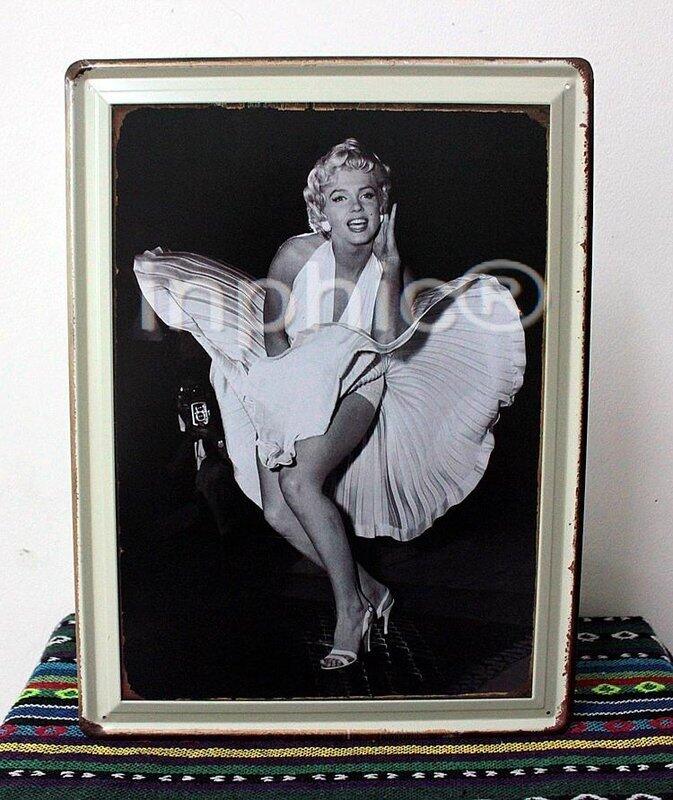 INPHIC-歐式傳統酒吧復古鐵質裝飾畫 鐵皮畫 夢露