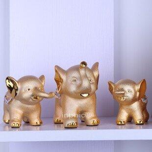 INPHIC-歐式磨砂鍍金吉祥三寶三連象擺設 大象擺件