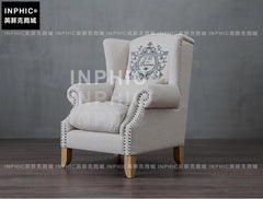 INPHIC-歐式沙發組合 美式亞麻羽絨休閒高背老虎椅布藝單人沙發