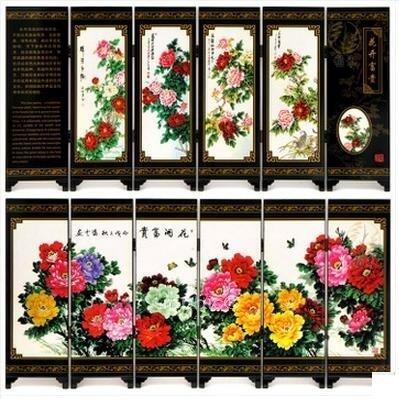 INPHIC-漆器屏風工藝品家居客廳裝飾擺飾 中國特色 花開富貴