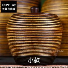 INPHIC-收納盒裝飾品雕刻擺飾木質零食罐子三件套客廳儲物罐子陶罐-小款