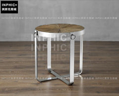 INPHIC-歐式簡約鐵木沙發圓茶幾 工業風客廳陽臺創意休閒復古小咖啡桌-B款