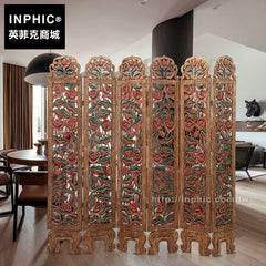 INPHIC-門廳6扇屏風泰式玄關折屏折疊隔斷彩繪東南亞