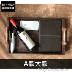 INPHIC-仿古長方形裝飾創意菜盤展示盤復古餐盤婚慶實木託盤茶盤餐廳-A款大款