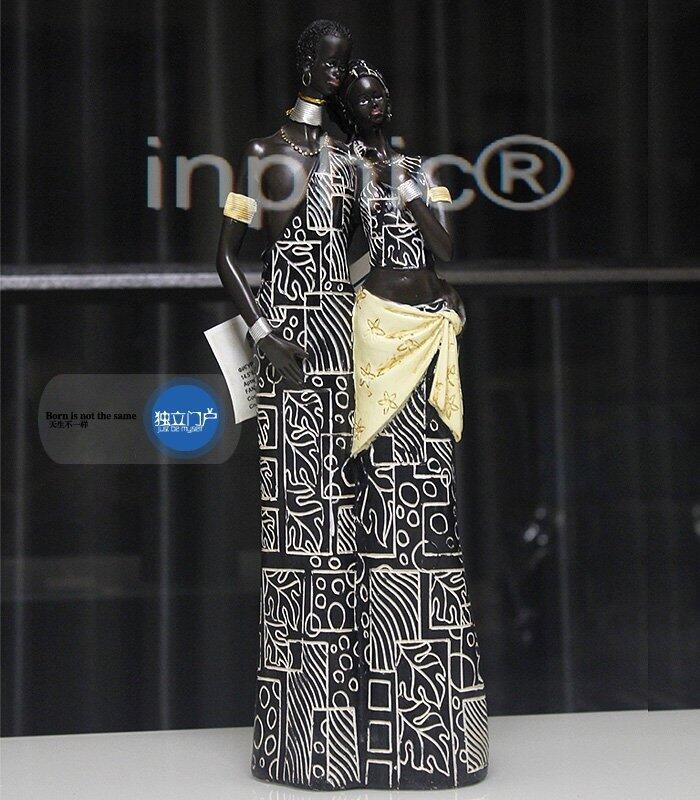INPHIC-擺設非洲印象之喀麥隆樹脂情侶創意個性主臥軟裝裝飾擺飾