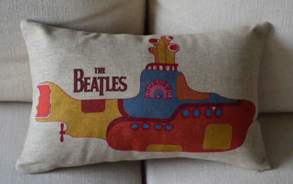 INPHIC-北歐懷舊 披頭士Beatles 潛水艇 亞麻抱枕 靠墊 35cm x 50cm