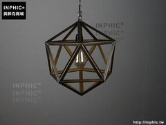 INPHIC- 美式工業風復古吊燈咖啡廳酒吧吧臺鐵藝菱形六面體吊燈