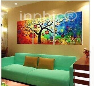 INPHIC-無框畫三聯 裝飾畫客廳現代 餐廳 臥室 壁畫 抽象發財樹