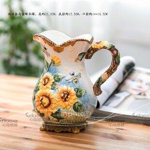 INPHIC-大款花瓶陶瓷水罐家居裝飾品歐式擺飾花器花瓶花壺瓶向日葵與蜜蜂