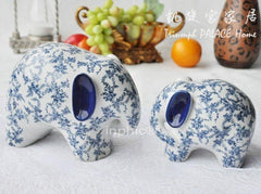 INPHIC-裂紋青花瓷大象陶瓷擺設婚房辦公桌客廳室內擺飾母子象