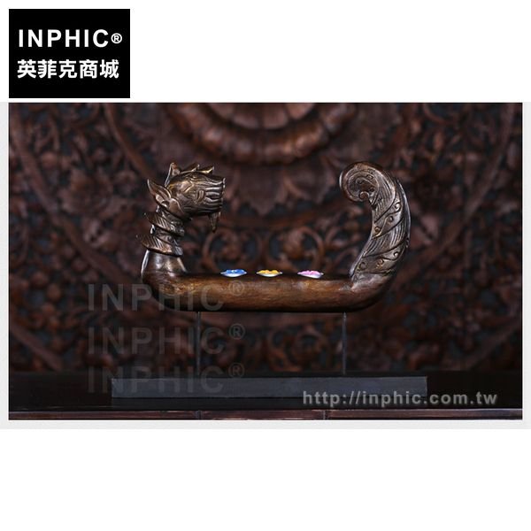 INPHIC-木頭桌面裝飾品泰國東南亞木質擺飾龍船燭臺