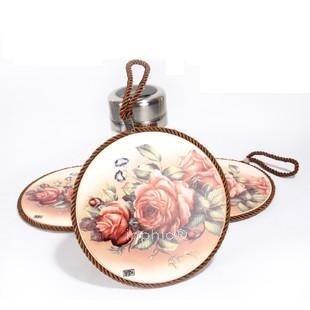 INPHIC-陶瓷鍋墊 隔熱墊碗墊杯墊餐墊 軟木雙面用 韓式裝飾壁畫田園風情