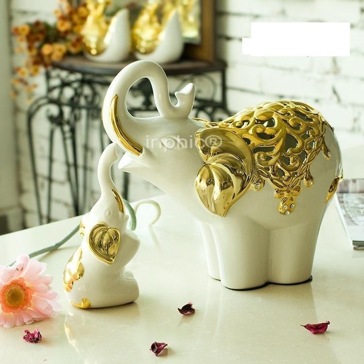 INPHIC-工藝品擺飾 母子象 裝飾招財陶瓷電鍍大象 擺飾