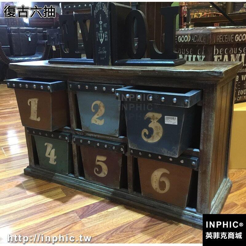 INPHIC-美式實木櫃子復古電視櫃創意木櫃收納櫃鄉村整裝抽屜櫃酒吧裝飾櫃-復古六抽