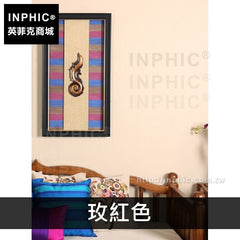 INPHIC-實物客廳裝飾畫木雕有框畫東南亞中式掛畫玄關壁畫背景牆-玫紅色