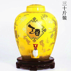 INPHIC-景德鎮三十斤彩花陶瓷酒瓶 30斤密封酒壇 龍鳳黃酒罐子 帶龍頭