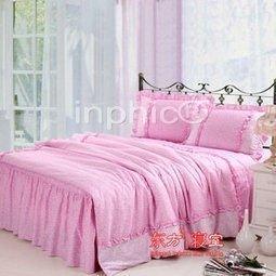 INPHIC-全棉斜紋 公主四件套清倉 韓國田園風格 純色純棉床單