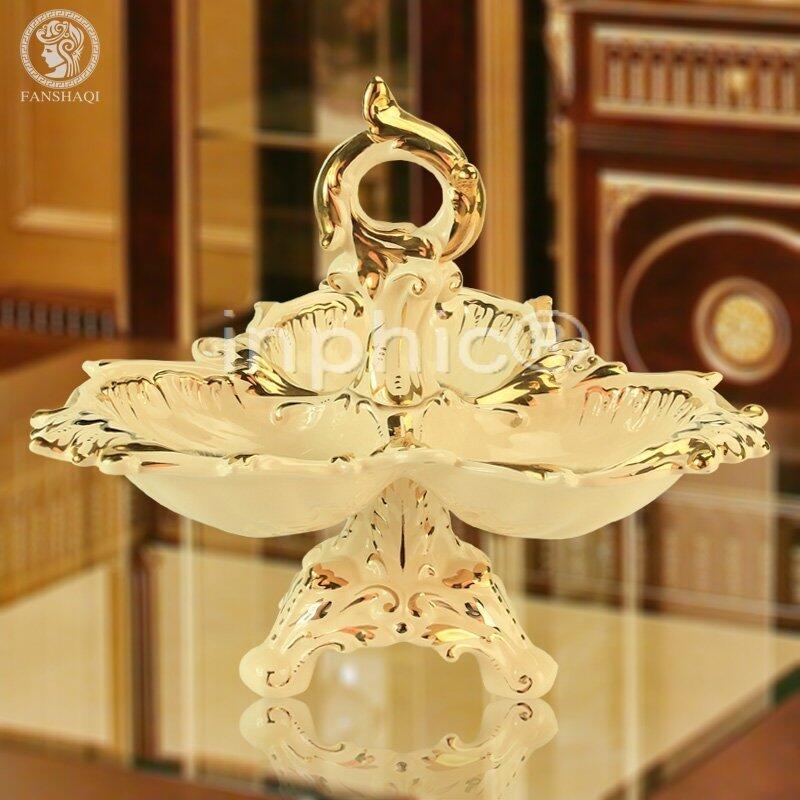 INPHIC-新品高端奢華乾果盤 頂級歐式陶瓷描金家居裝飾品古典果盤