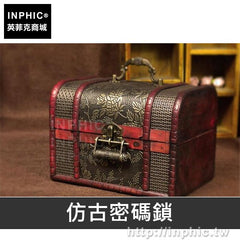 INPHIC-青銅仿古數位盒子鎖安全密碼鎖復古家居五金-仿古密碼鎖