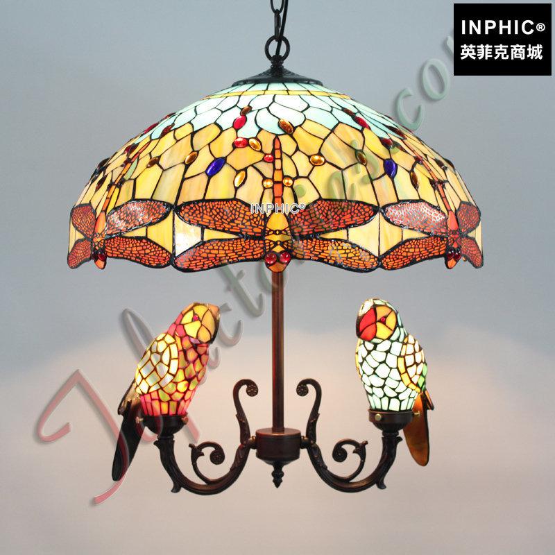 INPHIC-地中海鸚鵡復古咖啡店歐式西餐廳酒吧會所別墅彩色玻璃燈