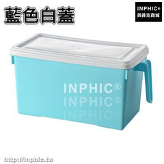 INPHIC-可疊加廚房密封罐抽屜收納盒櫥櫃整理儲物箱米桶冰箱保鮮盒置物-藍色白蓋