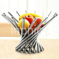 INPHIC-不鏽鋼水果盤 創意歐式旋轉水果籃子個性砂光達文西果盆