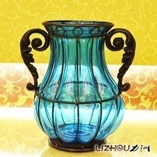 INPHIC-鐵藝落地花瓶 天藍色 臺面花瓶 現代 時尚 客廳餐桌花瓶