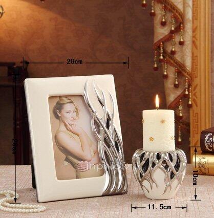 INPHIC-現代陶瓷鍍銀相框 創意燭臺 瓷器擺飾 歐式家居飾品擺設 工藝品