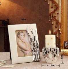 INPHIC-現代陶瓷鍍銀相框 創意燭臺 瓷器擺飾 歐式家居飾品擺設 工藝品