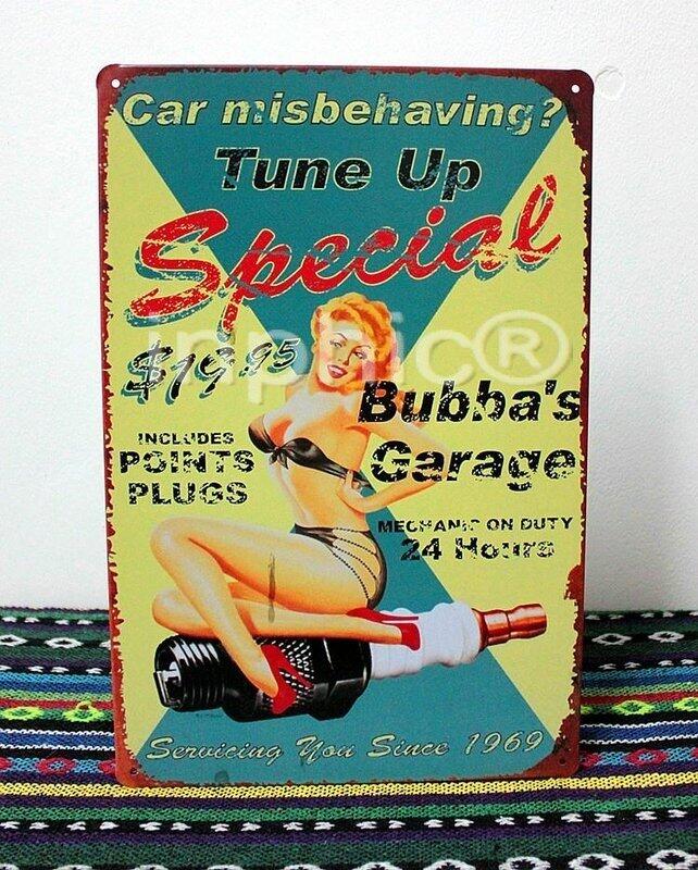 INPHIC-鐵皮畫 手繪裝飾畫 酒吧咖啡廳 換胎女郎系列