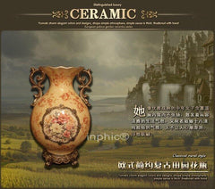 INPHIC-歐式簡約復古花瓶 歐式陶瓷花瓶擺飾 時尚創意客廳擺設美式花瓶
