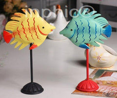 INPHIC-實木雕刻親吻魚條紋魚家居飾品創意家居