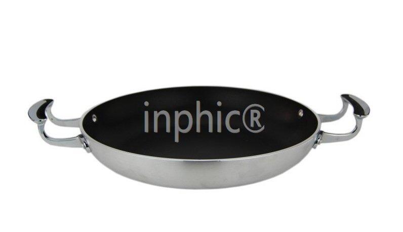 INPHIC-不鏽鋼複底平底鍋不沾鍋無油煙鍋牛排煎鍋單身小炒鍋電磁爐用24cm帶蓋