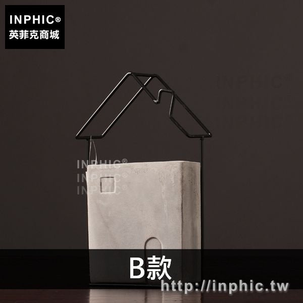 INPHIC-現代電視櫃裝飾品鐵藝餐桌北歐水泥插花客廳擺件花瓶-B款