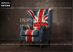 INPHIC-英倫高靠背老虎椅 美式布藝單人沙發鄉村風臥室家具