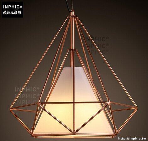 INPHIC- 現代吧臺鐵藝鳥籠鑽石吊燈復古簡約創意單頭餐廳金字塔燈