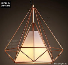 INPHIC- 現代吧臺鐵藝鳥籠鑽石吊燈復古簡約創意單頭餐廳金字塔燈