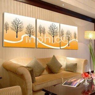 INPHIC-秋色樹林風景客廳無框畫三聯畫臥室裝飾畫森林小路壁畫中國風沙發